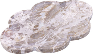 Meridian Furniture Rimini Clover Trefoil Tray Sculptural Natural Stone Catchall Accent for Vanity or Console Beige Genuine Marble ACC111-Beige