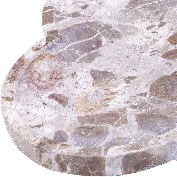 Meridian Furniture Rimini Clover Trefoil Tray Sculptural Natural Stone Catchall Accent for Vanity or Console Beige Genuine Marble ACC111-Beige