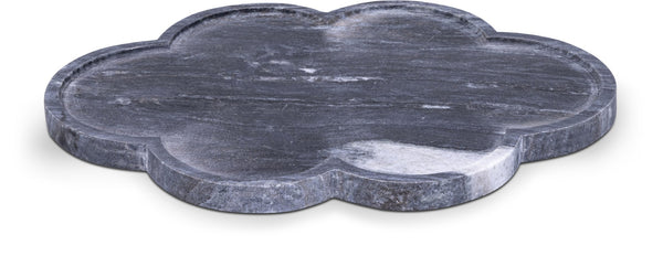 Meridian Furniture Rimini Clover Trefoil Tray Sculptural Natural Stone Catchall Accent for Vanity or Console Black Genuine Marble ACC111-Black