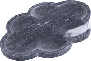Meridian Furniture Rimini Clover Trefoil Tray Sculptural Natural Stone Catchall Accent for Vanity or Console Black Genuine Marble ACC111-Black