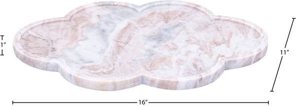 Meridian Furniture Rimini Clover Trefoil Tray Sculptural Natural Stone Catchall Accent for Vanity or Console Brown Genuine Marble ACC111-Brown