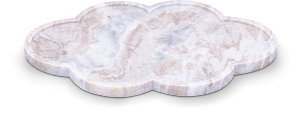 Meridian Furniture Rimini Clover Trefoil Tray Sculptural Natural Stone Catchall Accent for Vanity or Console Brown Genuine Marble ACC111-Brown