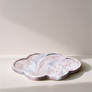 Meridian Furniture Rimini Clover Trefoil Tray Sculptural Natural Stone Catchall Accent for Vanity or Console Brown Genuine Marble ACC111-Brown