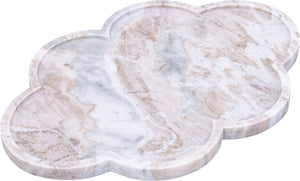 Meridian Furniture Rimini Clover Trefoil Tray Sculptural Natural Stone Catchall Accent for Vanity or Console Brown Genuine Marble ACC111-Brown