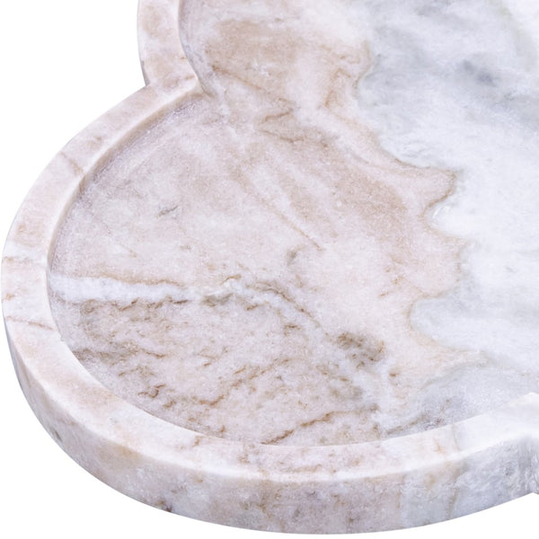 Meridian Furniture Rimini Clover Trefoil Tray Sculptural Natural Stone Catchall Accent for Vanity or Console Brown Genuine Marble ACC111-Brown