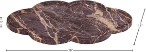 Meridian Furniture Rimini Clover Trefoil Tray Sculptural Natural Stone Catchall Accent for Vanity or Console Cherry Genuine Marble ACC111-Cherry