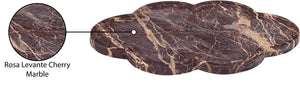 Meridian Furniture Rimini Clover Trefoil Tray Sculptural Natural Stone Catchall Accent for Vanity or Console Cherry Genuine Marble ACC111-Cherry