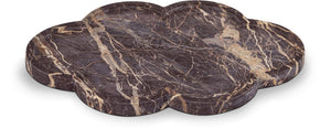 Meridian Furniture Rimini Clover Trefoil Tray Sculptural Natural Stone Catchall Accent for Vanity or Console Cherry Genuine Marble ACC111-Cherry