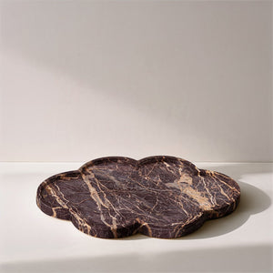 Meridian Furniture Rimini Clover Trefoil Tray Sculptural Natural Stone Catchall Accent for Vanity or Console Cherry Genuine Marble ACC111-Cherry