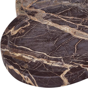 Meridian Furniture Rimini Clover Trefoil Tray Sculptural Natural Stone Catchall Accent for Vanity or Console Cherry Genuine Marble ACC111-Cherry