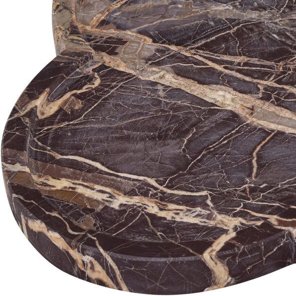 Meridian Furniture Rimini Clover Trefoil Tray Sculptural Natural Stone Catchall Accent for Vanity or Console Cherry Genuine Marble ACC111-Cherry