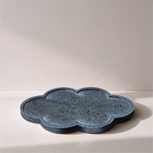 Meridian Furniture Rimini Clover Trefoil Tray Sculptural Natural Stone Catchall Accent for Vanity or Console Green Genuine Marble ACC111-Green