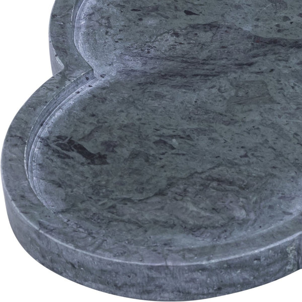 Meridian Furniture Rimini Clover Trefoil Tray Sculptural Natural Stone Catchall Accent for Vanity or Console Green Genuine Marble ACC111-Green