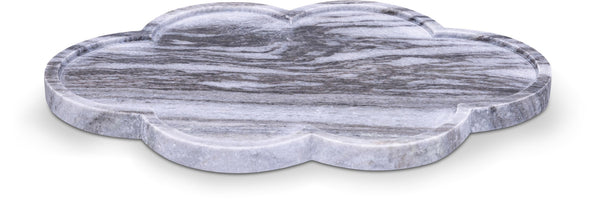 Meridian Furniture Rimini Clover Trefoil Tray Sculptural Natural Stone Catchall Accent for Vanity or Console Panda Genuine Marble ACC111-Panda