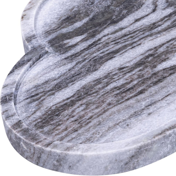 Meridian Furniture Rimini Clover Trefoil Tray Sculptural Natural Stone Catchall Accent for Vanity or Console Panda Genuine Marble ACC111-Panda