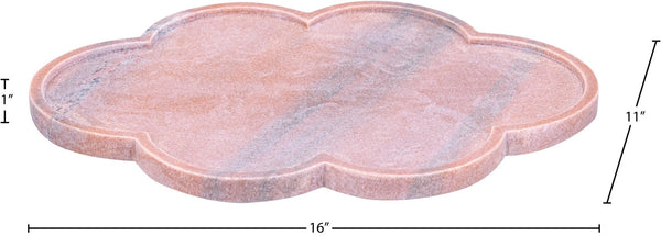 Meridian Furniture Rimini Clover Trefoil Tray Sculptural Natural Stone Catchall Accent for Vanity or Console Pink Genuine Marble ACC111-Pink