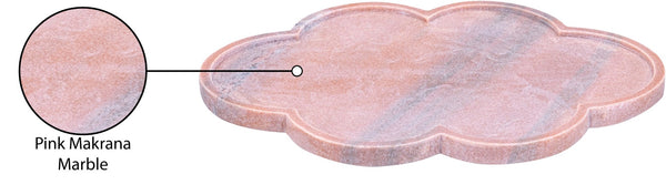 Meridian Furniture Rimini Clover Trefoil Tray Sculptural Natural Stone Catchall Accent for Vanity or Console Pink Genuine Marble ACC111-Pink