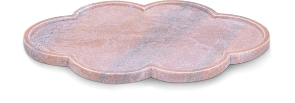 Meridian Furniture Rimini Clover Trefoil Tray Sculptural Natural Stone Catchall Accent for Vanity or Console Pink Genuine Marble ACC111-Pink