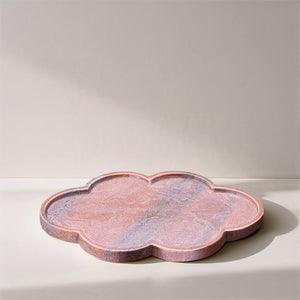 Meridian Furniture Rimini Clover Trefoil Tray Sculptural Natural Stone Catchall Accent for Vanity or Console Pink Genuine Marble ACC111-Pink