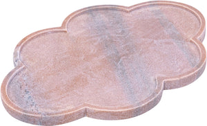 Meridian Furniture Rimini Clover Trefoil Tray Sculptural Natural Stone Catchall Accent for Vanity or Console Pink Genuine Marble ACC111-Pink