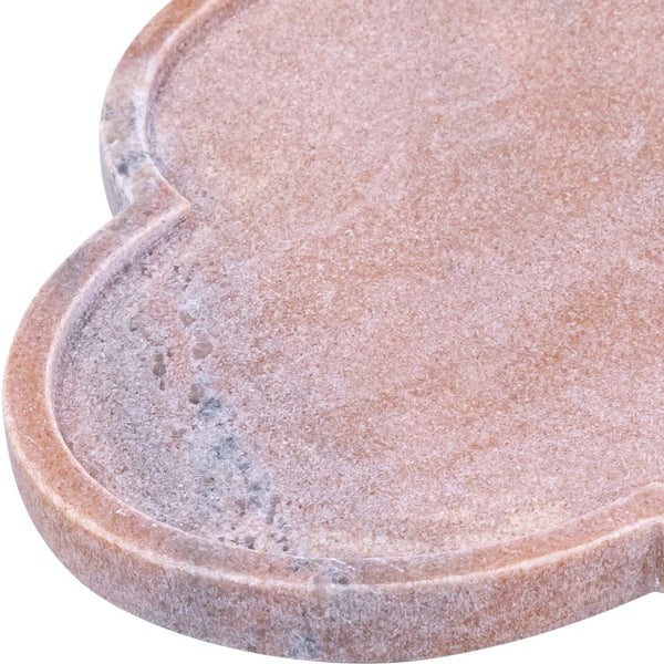 Meridian Furniture Rimini Clover Trefoil Tray Sculptural Natural Stone Catchall Accent for Vanity or Console Pink Genuine Marble ACC111-Pink