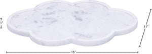 Meridian Furniture Rimini Clover Trefoil Tray Sculptural Natural Stone Catchall Accent for Vanity or Console White Genuine Marble ACC111-White