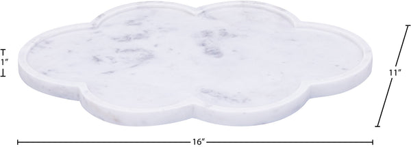 Meridian Furniture Rimini Clover Trefoil Tray Sculptural Natural Stone Catchall Accent for Vanity or Console White Genuine Marble ACC111-White