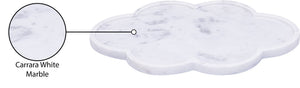 Meridian Furniture Rimini Clover Trefoil Tray Sculptural Natural Stone Catchall Accent for Vanity or Console White Genuine Marble ACC111-White