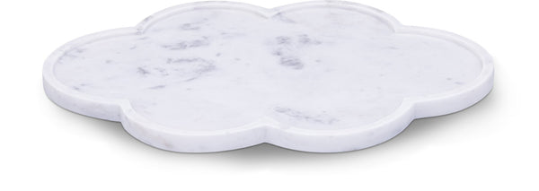 Meridian Furniture Rimini Clover Trefoil Tray Sculptural Natural Stone Catchall Accent for Vanity or Console White Genuine Marble ACC111-White