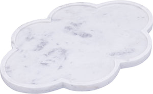 Meridian Furniture Rimini Clover Trefoil Tray Sculptural Natural Stone Catchall Accent for Vanity or Console White Genuine Marble ACC111-White