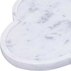 Meridian Furniture Rimini Clover Trefoil Tray Sculptural Natural Stone Catchall Accent for Vanity or Console White Genuine Marble ACC111-White