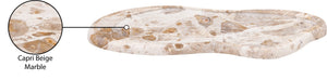 Meridian Furniture Arezzo Oval Stone Decorative Tray with Natural Veining for Vanity Console or Coffee Table Beige Genuine Marble ACC112-Beige