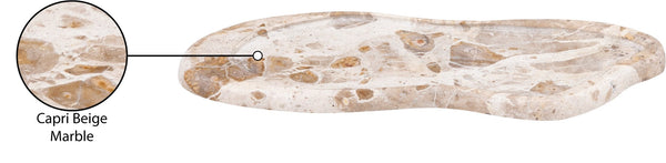 Meridian Furniture Arezzo Oval Stone Decorative Tray with Natural Veining for Vanity Console or Coffee Table Beige Genuine Marble ACC112-Beige