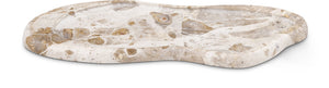 Meridian Furniture Arezzo Oval Stone Decorative Tray with Natural Veining for Vanity Console or Coffee Table Beige Genuine Marble ACC112-Beige