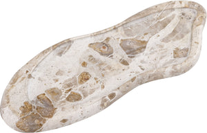 Meridian Furniture Arezzo Oval Stone Decorative Tray with Natural Veining for Vanity Console or Coffee Table Beige Genuine Marble ACC112-Beige