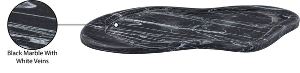 Meridian Furniture Arezzo Oval Stone Decorative Tray with Natural Veining for Vanity Console or Coffee Table Black Genuine Marble ACC112-Black