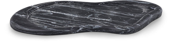 Meridian Furniture Arezzo Oval Stone Decorative Tray with Natural Veining for Vanity Console or Coffee Table Black Genuine Marble ACC112-Black