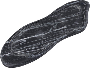 Meridian Furniture Arezzo Oval Stone Decorative Tray with Natural Veining for Vanity Console or Coffee Table Black Genuine Marble ACC112-Black