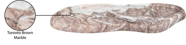 Meridian Furniture Arezzo Oval Stone Decorative Tray with Natural Veining for Vanity Console or Coffee Table Brown Genuine Marble ACC112-Brown