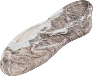 Meridian Furniture Arezzo Oval Stone Decorative Tray with Natural Veining for Vanity Console or Coffee Table Brown Genuine Marble ACC112-Brown
