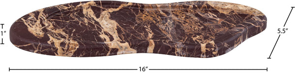 Meridian Furniture Arezzo Oval Stone Decorative Tray with Natural Veining for Vanity Console or Coffee Table Cherry Genuine Marble ACC112-Cherry