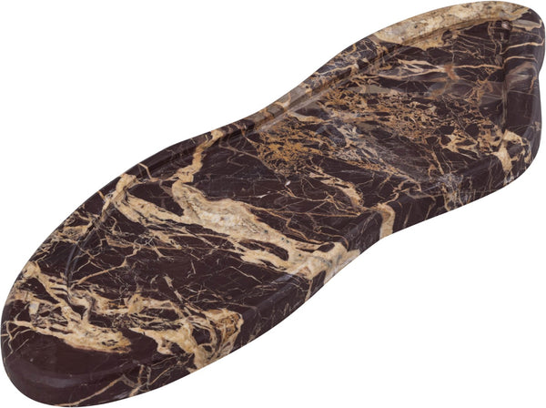 Meridian Furniture Arezzo Oval Stone Decorative Tray with Natural Veining for Vanity Console or Coffee Table Cherry Genuine Marble ACC112-Cherry