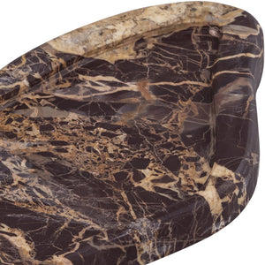 Meridian Furniture Arezzo Oval Stone Decorative Tray with Natural Veining for Vanity Console or Coffee Table Cherry Genuine Marble ACC112-Cherry