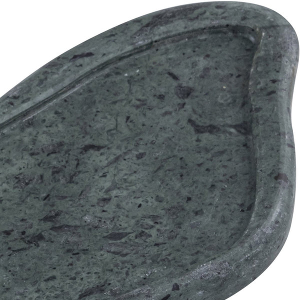 Meridian Furniture Arezzo Oval Stone Decorative Tray with Natural Veining for Vanity Console or Coffee Table Green Genuine Marble ACC112-Green