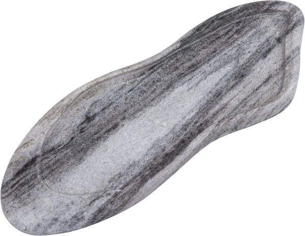 Meridian Furniture Arezzo Oval Stone Decorative Tray with Natural Veining for Vanity Console or Coffee Table Panda Genuine Marble ACC112-Panda