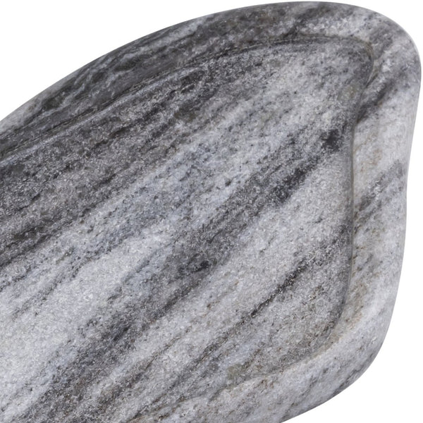 Meridian Furniture Arezzo Oval Stone Decorative Tray with Natural Veining for Vanity Console or Coffee Table Panda Genuine Marble ACC112-Panda