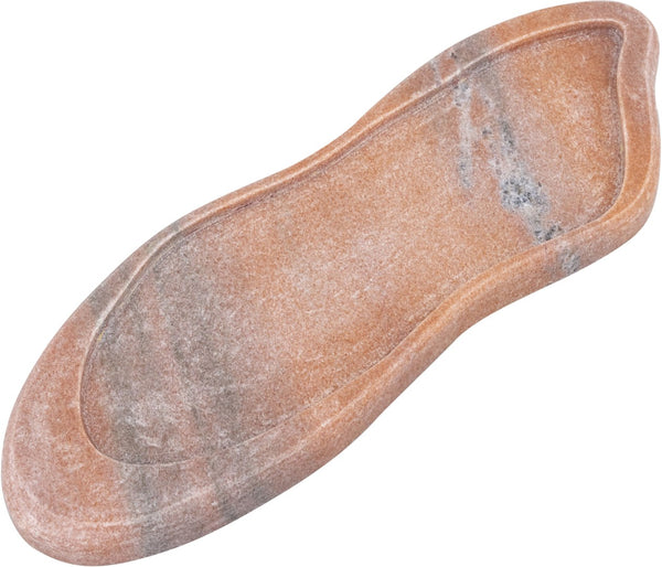 Meridian Furniture Arezzo Oval Stone Decorative Tray with Natural Veining for Vanity Console or Coffee Table Pink Genuine Marble ACC112-Pink