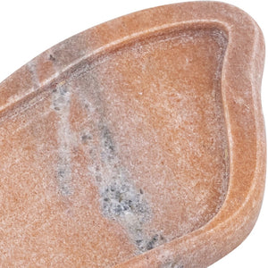 Meridian Furniture Arezzo Oval Stone Decorative Tray with Natural Veining for Vanity Console or Coffee Table Pink Genuine Marble ACC112-Pink