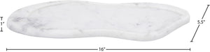 Meridian Furniture Arezzo Oval Stone Decorative Tray with Natural Veining for Vanity Console or Coffee Table White Genuine Marble ACC112-White