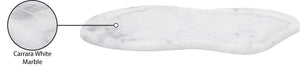 Meridian Furniture Arezzo Oval Stone Decorative Tray with Natural Veining for Vanity Console or Coffee Table White Genuine Marble ACC112-White